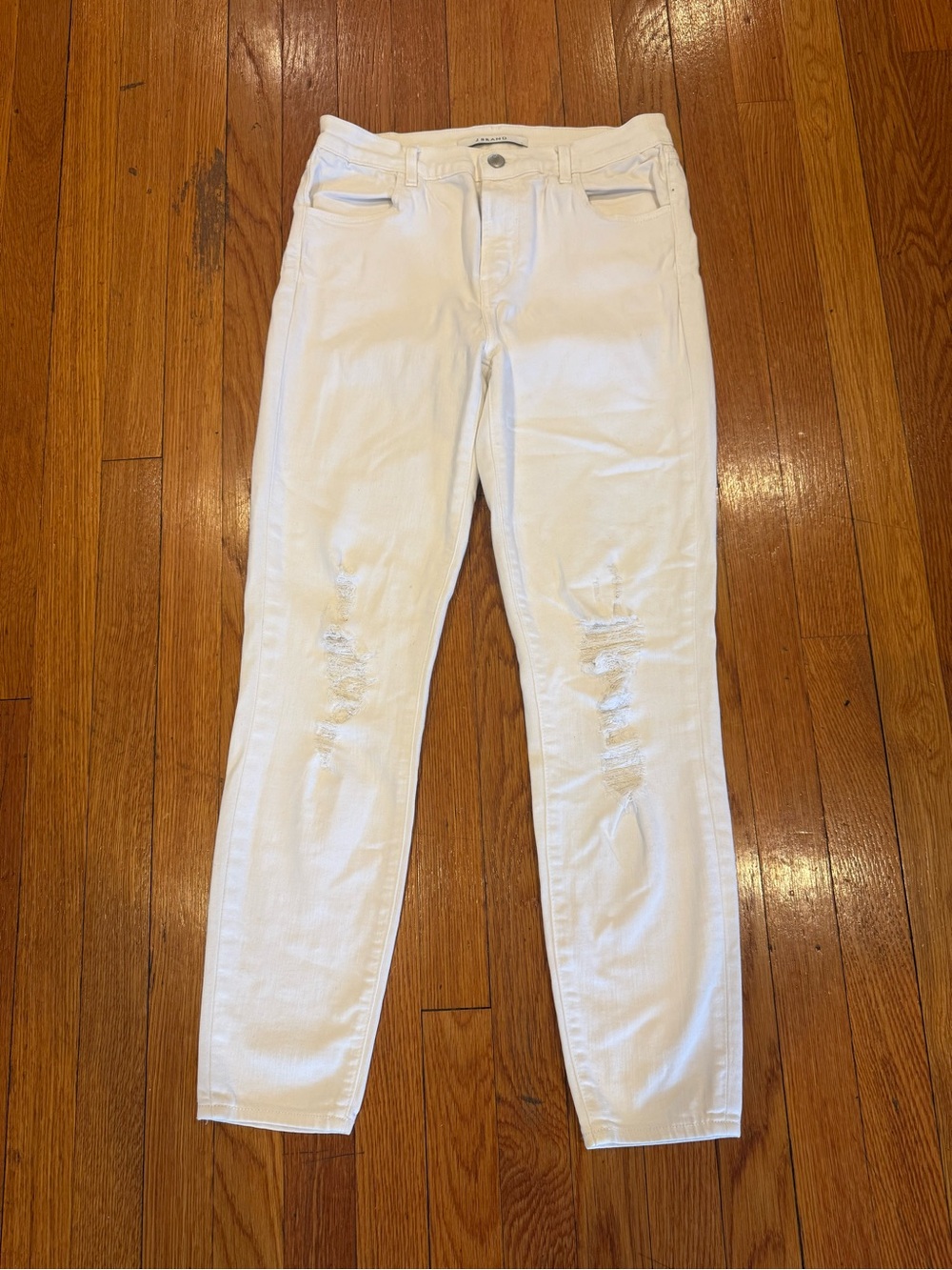 J Brand Alana Destroyed Blanc White Skinny Jeans Size 27 Distressed Stretch